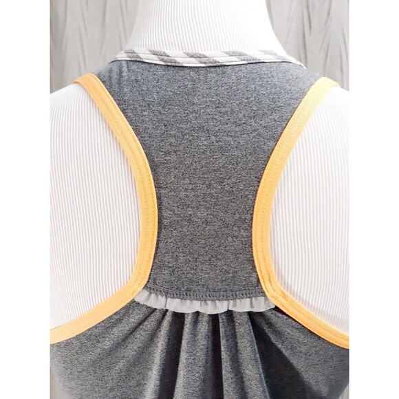 MPG Womens Active Tank Top Shirt Hi-Low Gray White Stripes w Orange Trim Size M - Picture 6 of 11